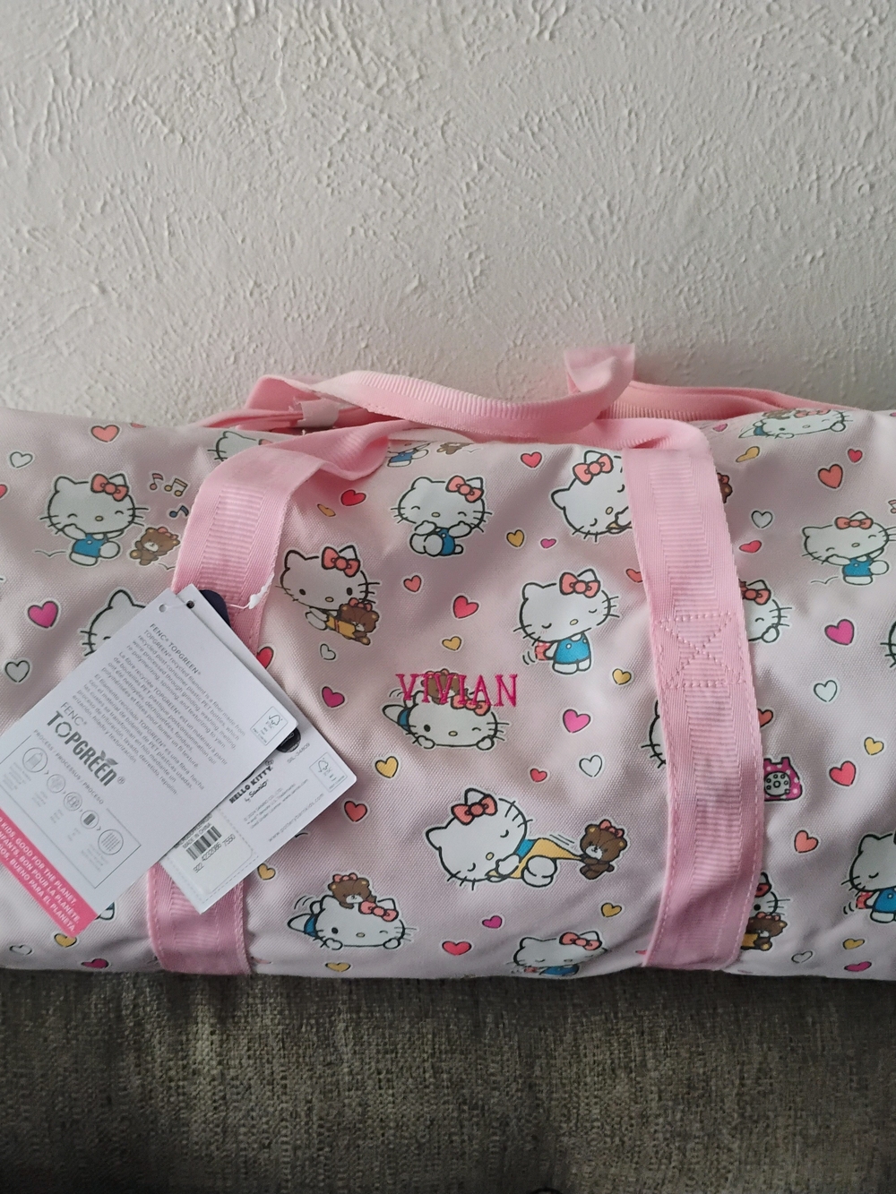 Pottery Barn Kids Pink Hello Kitty Pattern Duffel Bag